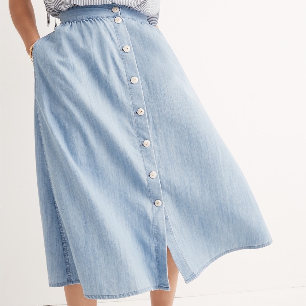 NWT Madewell Chambray Midi Skirt